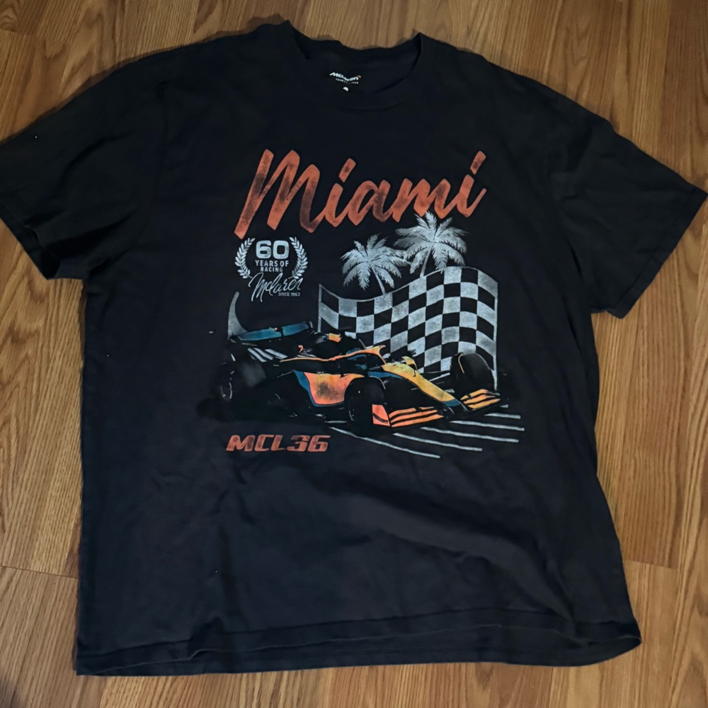 Miami Mclaren Formula 1‎ Team Black Short Sleeve Graphic T-Shirt Size XXL Sports